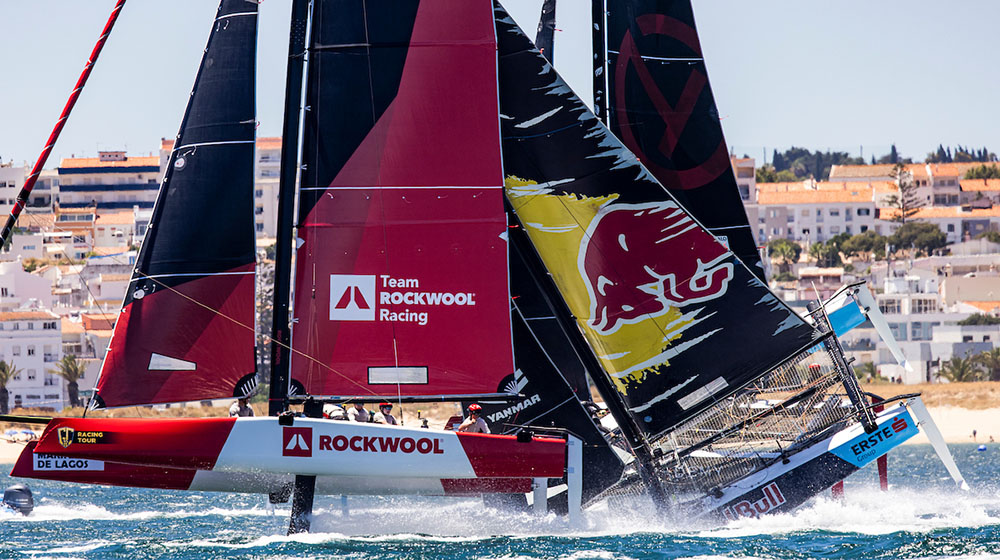 Red Bull Sailing Team capsized but finished second in GC32